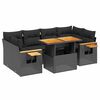 vidaXL Set de comedor de jard&iacute;n 7 pzas y cojines rat&aacute;n sint&eacute;tico negro