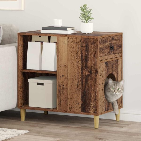 vidaXL Casa para Gatos Madera vieja 72 x 42.5 x 70 cm