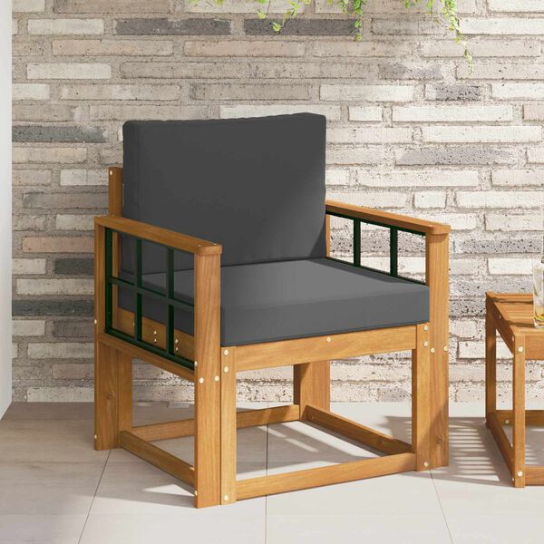 vidaXL Sof&aacute; de exterior Madera de Acacia S&oacute;lida y Poli&eacute;ster Natural