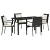 vidaXL Conjunto de Comedor de Jard&iacute;n 5 uds. Negro rat&aacute;n sint&eacute;tico