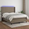 vidaXL Cama box spring colch&oacute;n y luces LED tela gris taupe 140x200 cm