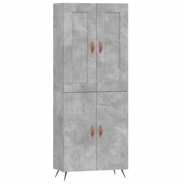 vidaXL Aparador alto madera contrachapada gris hormig&oacute;n 69,5x34x180 cm