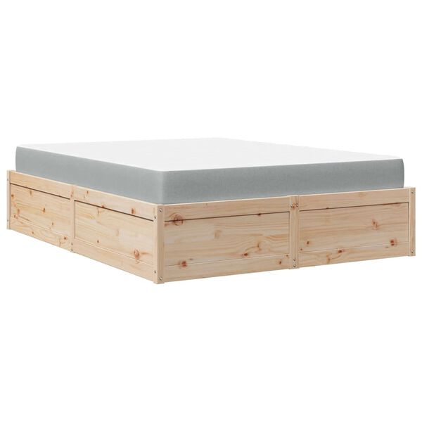 vidaXL Cama con colch&oacute;n madera maciza de pino 140x200 cm