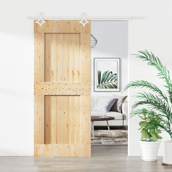 vidaXL Puerta corredera con herrajes madera maciza de pino 85x210 cm