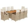 vidaXL Set comedor de jard&iacute;n 9 pzas con cojines rat&aacute;n sint&eacute;tico beige