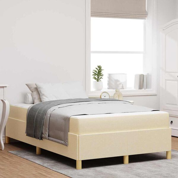 vidaXL Cama tipo Box Spring Blanco y Crema 120 x 190 cm Poli&eacute;ster