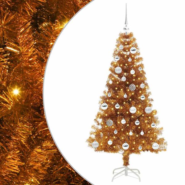 vidaXL Árbol de Navidad con 150 LED con soporte Dorado 150 cm PET
