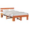 vidaXL Estructura de cama con cabecera Marr&oacute;n cera 135 x 190 cm