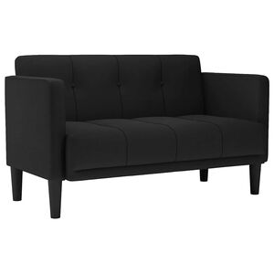 vidaXL Sof&aacute; de dos plazas negro de 111 cm con tapizado de tela