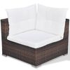 vidaXL Set muebles de jard&iacute;n 6 piezas y cojines rat&aacute;n sint&eacute;tico marr&oacute;n