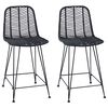 vidaXL Silla de Bar 2 uds. Negro 44,5 x 54,5 x 97,5 cm Ratan e Hierro