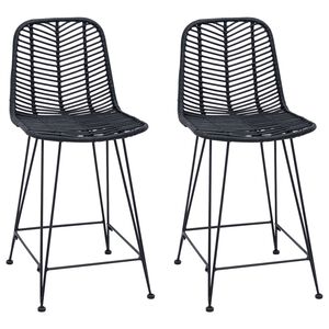 vidaXL Silla de Bar 2 uds. Negro 44,5 x 54,5 x 97,5 cm Ratan e Hierro