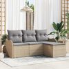 vidaXL Conjunto de sof&aacute; de jard&iacute;n 4 pcs Beige rat&aacute;n sint&eacute;tico