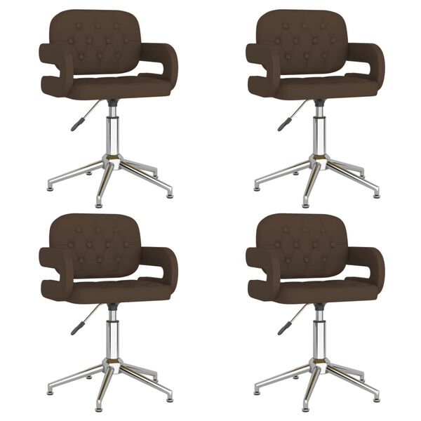vidaXL Sillas de comedor giratorias 4 unidades cuero sint&eacute;tico marr&oacute;n