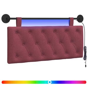 vidaXL Cabecero colgante Con luz LED Rojo vino Tela