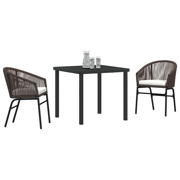 vidaXL Conjunto de Comedor de Jard&iacute;n 3 pcs Marr&oacute;n
