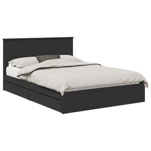 vidaXL Cama con almacenamiento Negro 140 x 190 cm Madera de ingenier&iacute;a