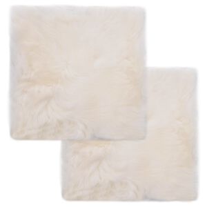 vidaXL Cojines de sillas 2 uds piel de oveja auténtica blanco 40x40 cm