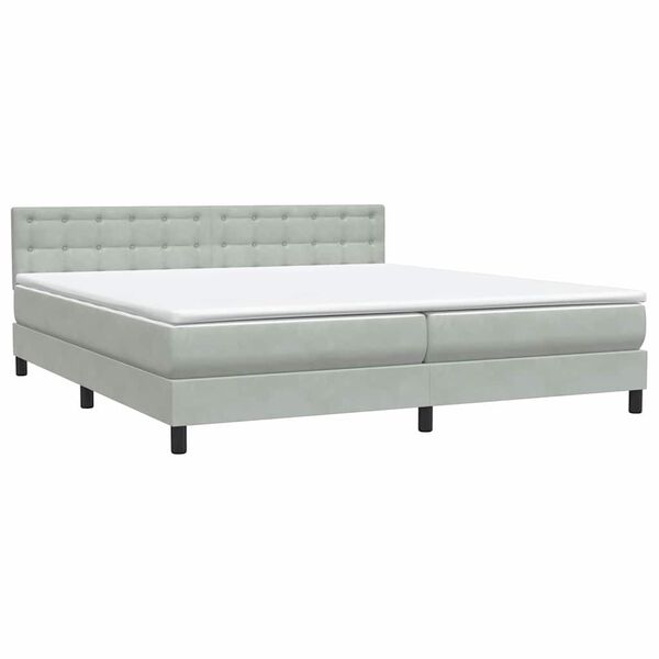 vidaXL Cama box spring con colch&oacute;n terciopelo gris claro 180x210 cm