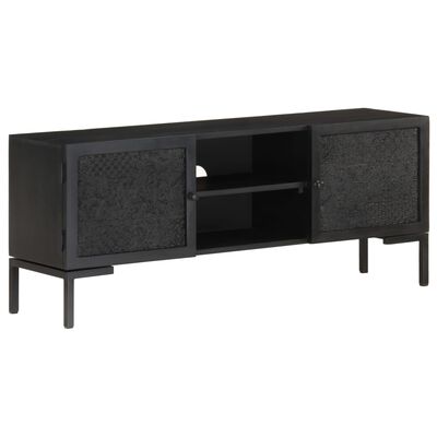 vidaXL Mueble para TV de madera maciza de mango negro 115x30x46 cm