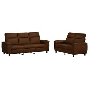 vidaXL Juego de Sof&aacute; 2 pcs Marr&oacute;n Cuero de Suede Sint&eacute;tico