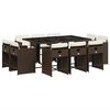 vidaXL Set comedor de jard&iacute;n 11 pzas y cojines rat&aacute;n sint&eacute;tico marr&oacute;n