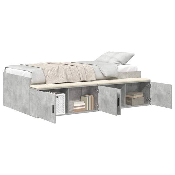 vidaXL Cama con almacenamiento Gris hormigón 80 x 200 cm