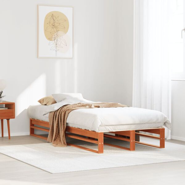 vidaXL Estructura de cama sin colch&oacute;n madera de pino marr&oacute;n 90x200 cm