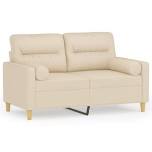 vidaXL Sof&aacute; de 2 plazas con cojines tela color crema 120 cm