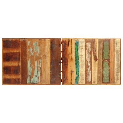 vidaXL Muebles de bar 9 pzas madera maciza reciclada cuero real lona