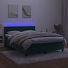 vidaXL Cama box spring colch&oacute;n y LED terciopelo verde oscuro 140x190cm