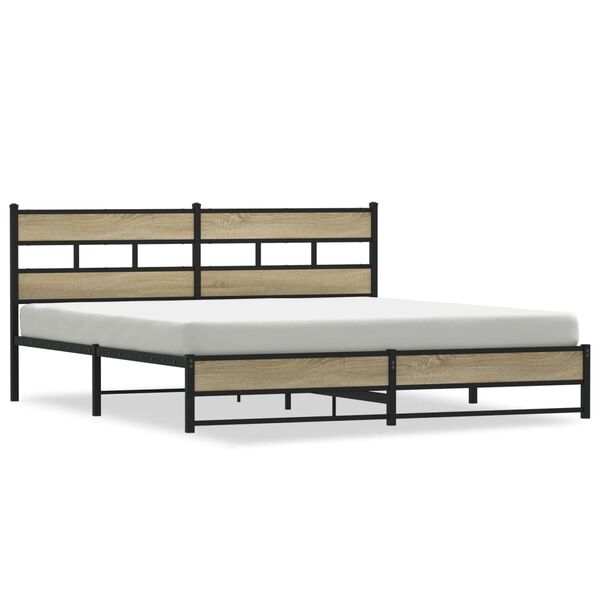 vidaXL Estructura de cama sin colch&oacute;n metal roble Sonoma 200x200 cm
