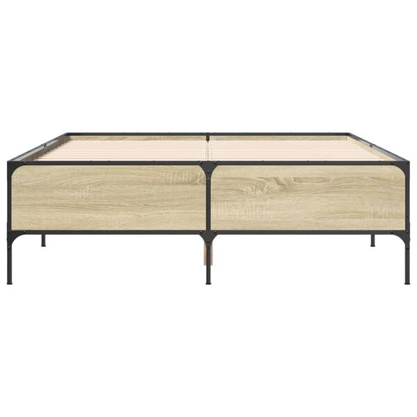 vidaXL Estructura cama madera ingenier&iacute;a metal roble Sonoma 160x200 cm