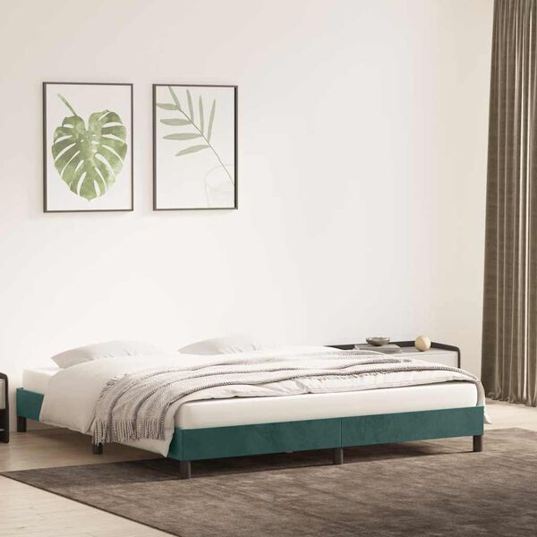 vidaXL Estructura cama sin colch&oacute;n terciopelo verde oscuro 180x220 cm