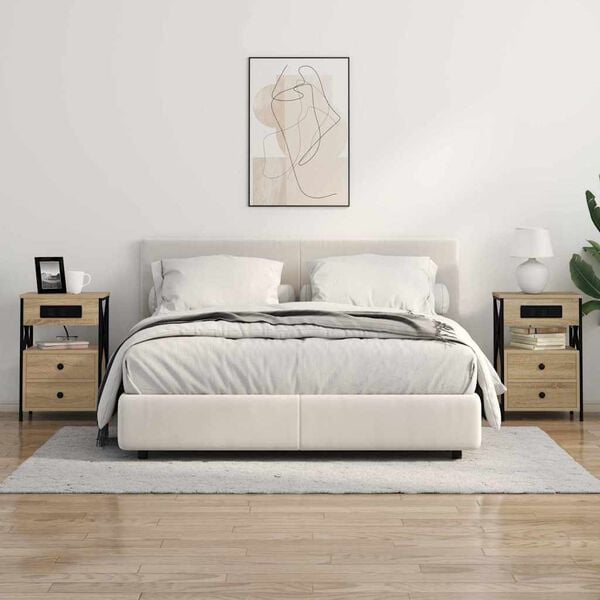 vidaXL Armario de Noche con caj&oacute;n 2 pcs Roble Sonoma 40 x 31 x 60 cm