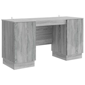 vidaXL Escritorio Gris Sonoma 142,5 x 50 x 75 cm Madera de Ingenier&iacute;a