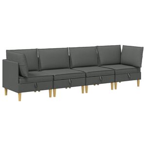 vidaXL Juego de sof&aacute; modular con almacenamiento 4 uds. Gris oscuro