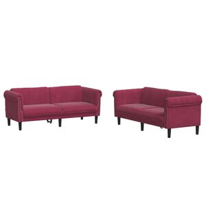 vidaXL Juego de sof&aacute;s 2 piezas terciopelo rojo tinto
