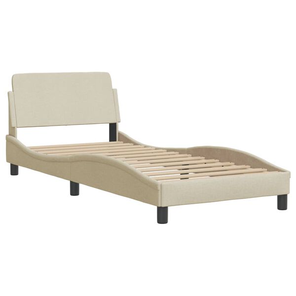 vidaXL Cama con colchón Dover tela color crema 90x200 cm