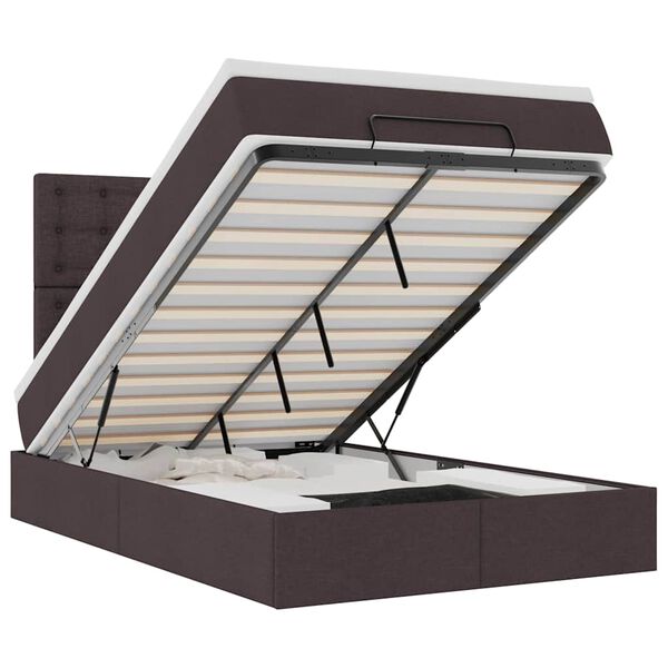 vidaXL Estructura cama otomana colchón tela marrón oscuro 120x200cm