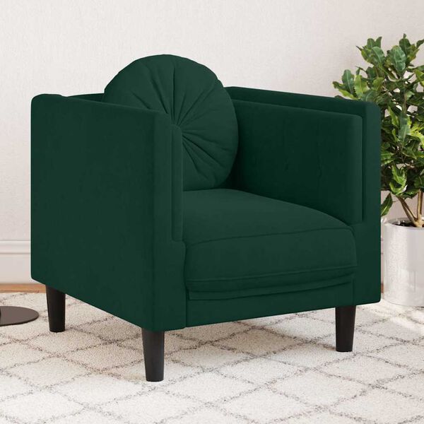 vidaXL Sill&oacute;n con coj&iacute;n terciopelo verde oscuro