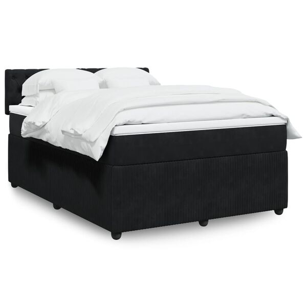 vidaXL Cama box spring con colch&oacute;n terciopelo negro 160x200 cm