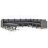 vidaXL Set de muebles de jard&iacute;n 11 pzas y cojines rat&aacute;n sint&eacute;tico gris