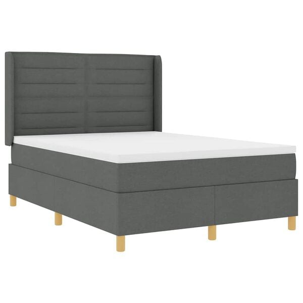 vidaXL Cama tipo Box Spring con colch&oacute;n Gris oscuro 140 x 200 cm tela