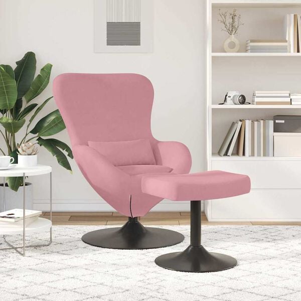 vidaXL Silla Huevo con Puff Rosa Terciopelo