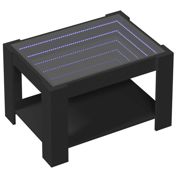vidaXL Mesa de centro con LED madera de ingenier&iacute;a negro 73x53x45 cm