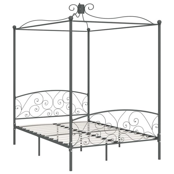 vidaXL Estructura cama con dosel sin colch&oacute;n metal gris 120x200 cm