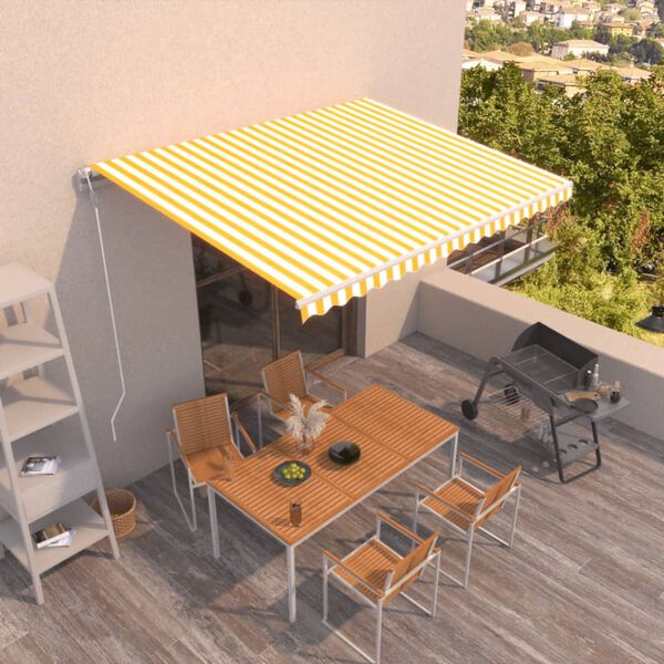 vidaXL Toldo retr&aacute;ctil autom&aacute;tico amarillo y blanco 450x300 cm