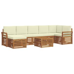 vidaXL Conjunto de sof&aacute;s de exterior con coj&iacute;n 8 pcs Natural y Crema