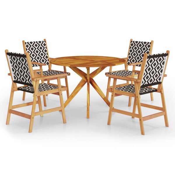 vidaXL Juego de comedor de jard&iacute;n 5 piezas madera maciza de acacia